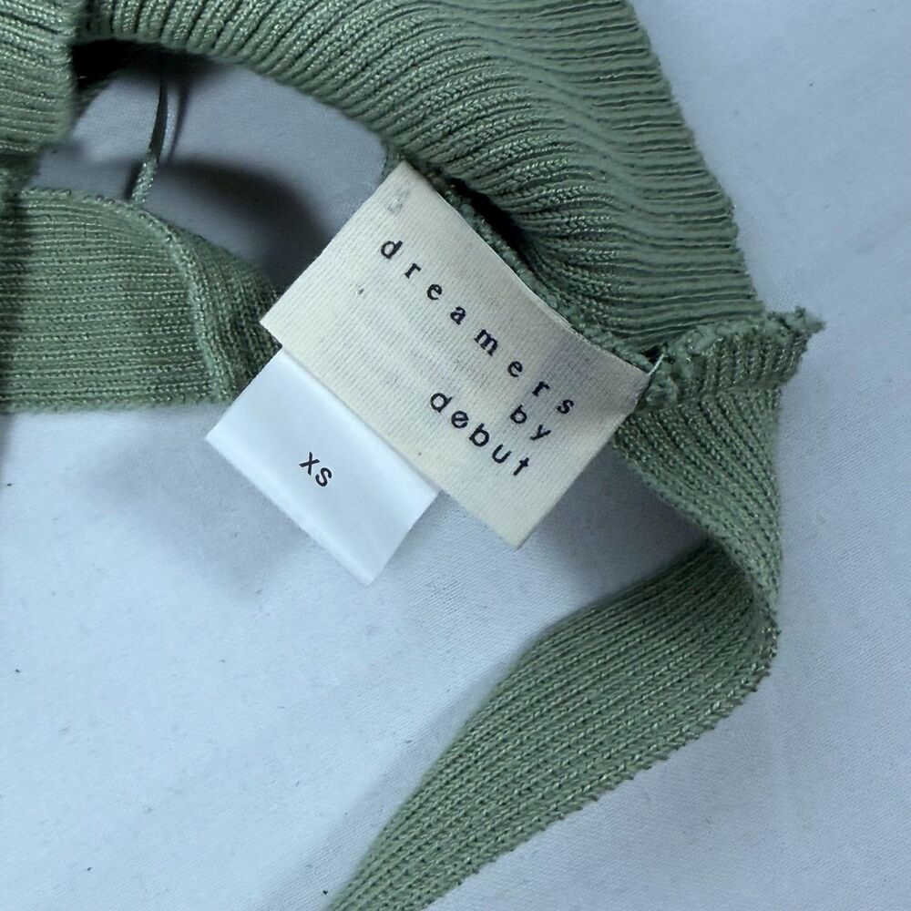 Cropped Sage Green Ribbed Crisscross Cutout Wrap Top Dreamers by Debut Size XS - Picture 6 of 8